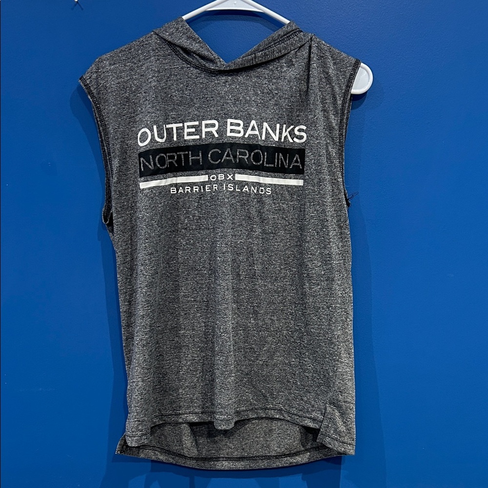Gray Sleeveless Outer Banks Hoodie